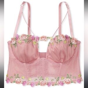 Victoria’s Secret Sheer Pink Floral Embroidered Corset Bra Size Small | feminine